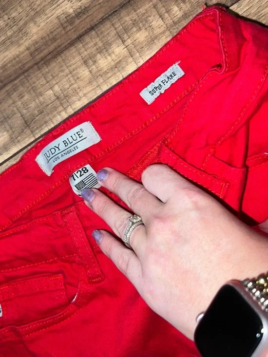 Judy Blue Red Flare Wide Leg Jeans - Picture 8 of 8